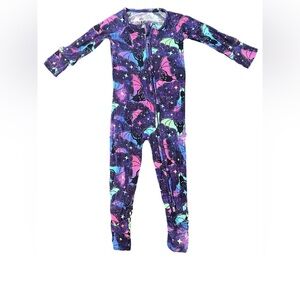 Galaxy Bat Print Kids Footie Pajamas